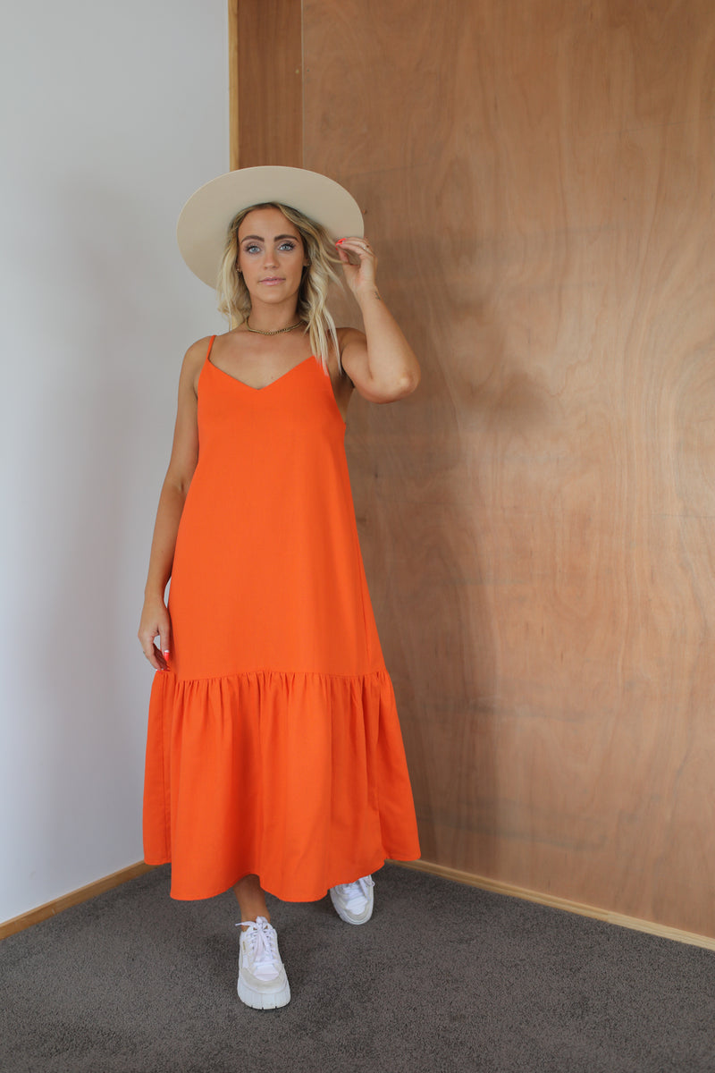 PIPPA TIERED SHIRT DRESS - Tangerine – Frankie & Co Clothing