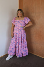 Load image into Gallery viewer, Biddy Dress - Blobby Flowers Blue
