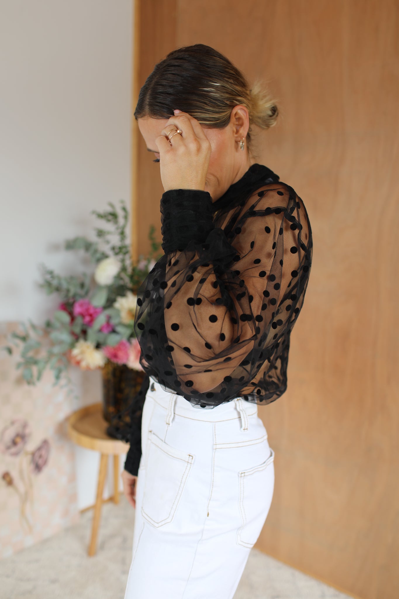 Sheer Top - Black Spot