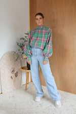 Load image into Gallery viewer, Sheer Top - Green/Pink Plaid
