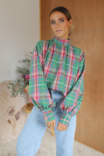 Load image into Gallery viewer, Sheer Top - Green/Pink Plaid
