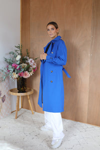 Quilted Trench - Electric Blue