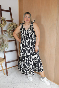 Adeline Dress - Black/Beige