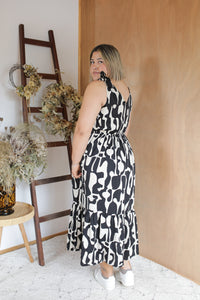 Adeline Dress - Black/Beige