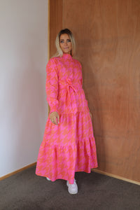 Frankie Dress - Pink/Orange Htooth