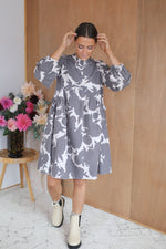 Load image into Gallery viewer, Tia Dress - Charcoal Peony
