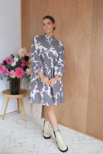 Load image into Gallery viewer, Tia Dress - Charcoal Peony
