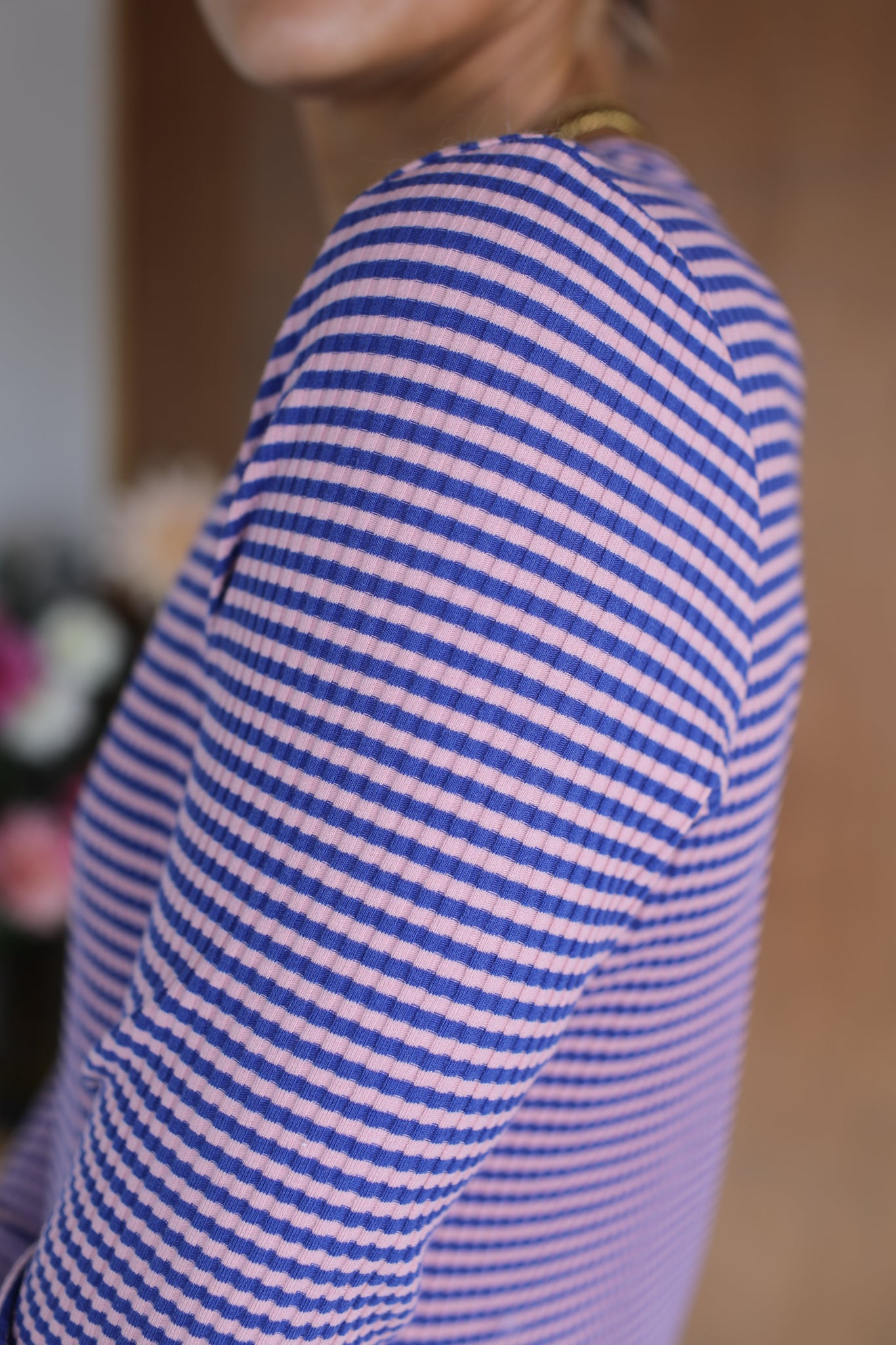 Lauren Dress - Blue/Beige Stripe