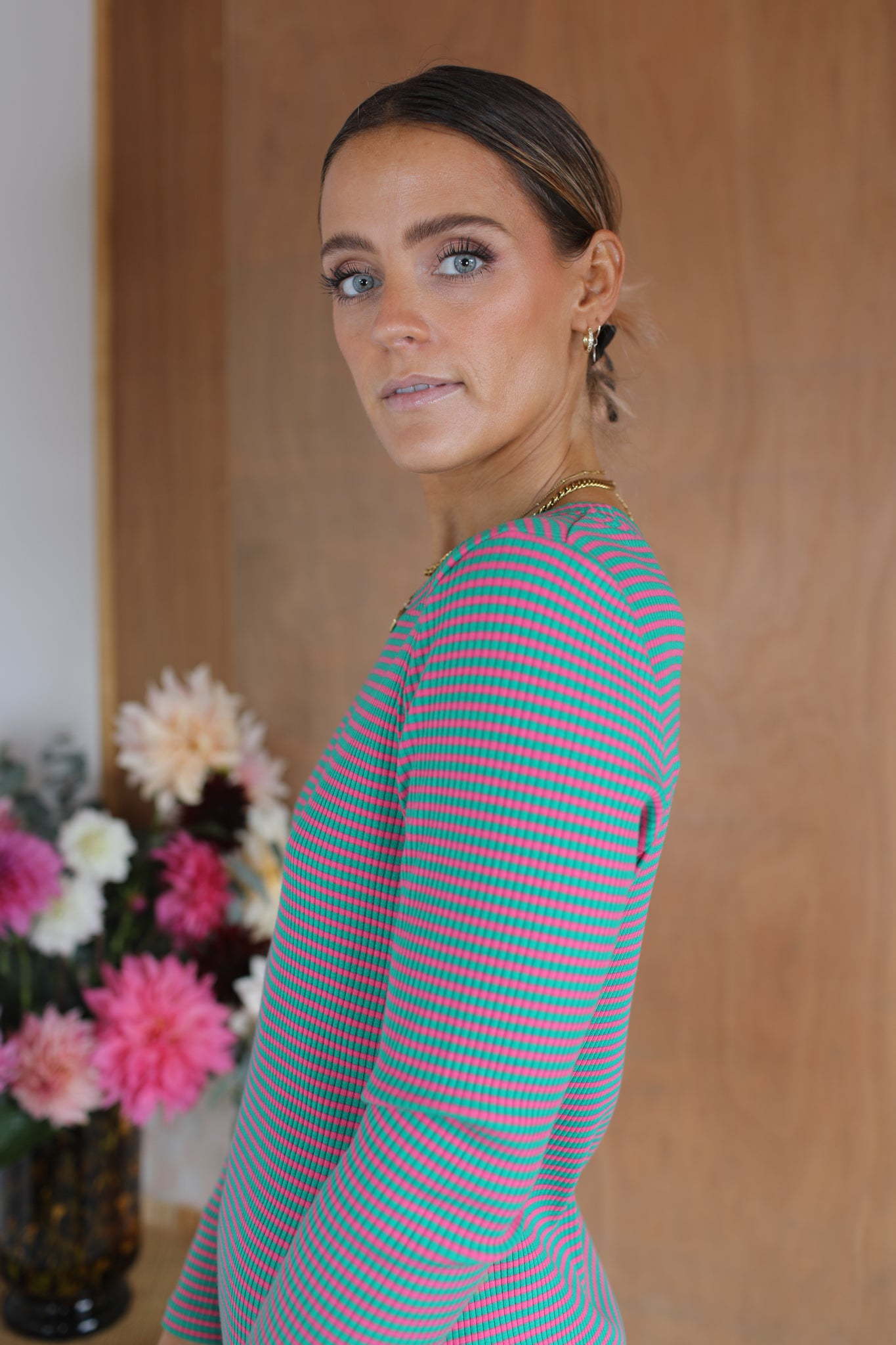 Lauren Dress - Pink/Green Stripe