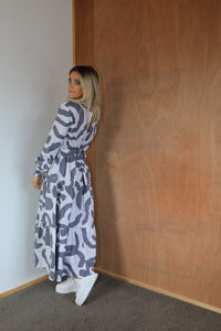 Frankie Dress - Charcoal Abstract