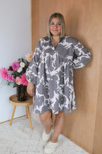 Load image into Gallery viewer, Tia Dress - Charcoal Peony
