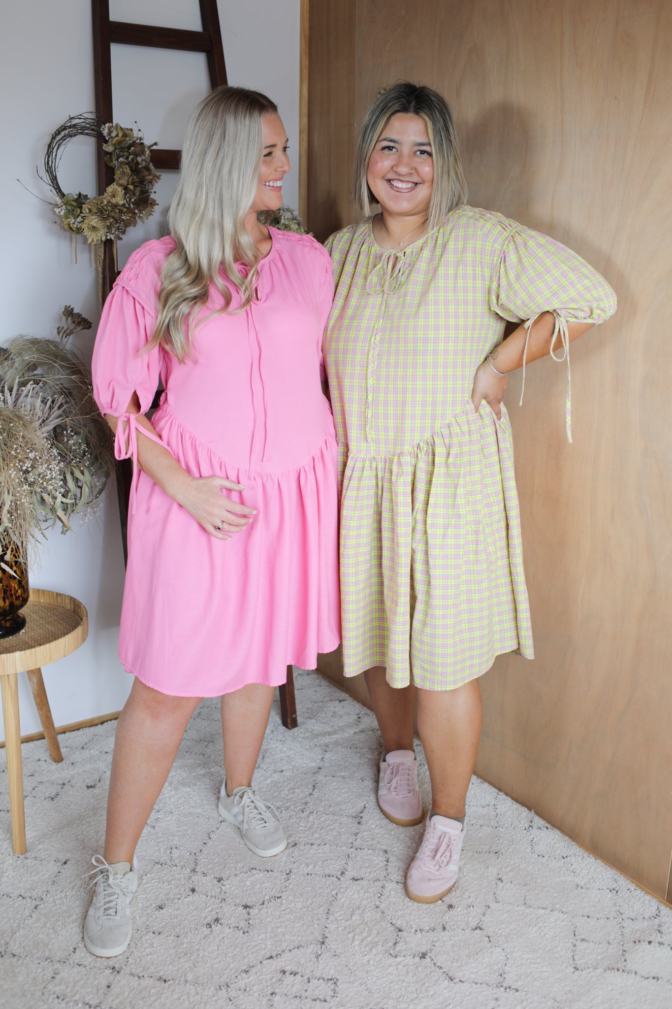 Abigail Dress - Yellow/Pink Check