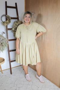 Abigail Dress - Yellow/Pink Check