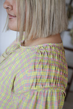 Load image into Gallery viewer, Abigail Dress - Yellow/Pink Check
