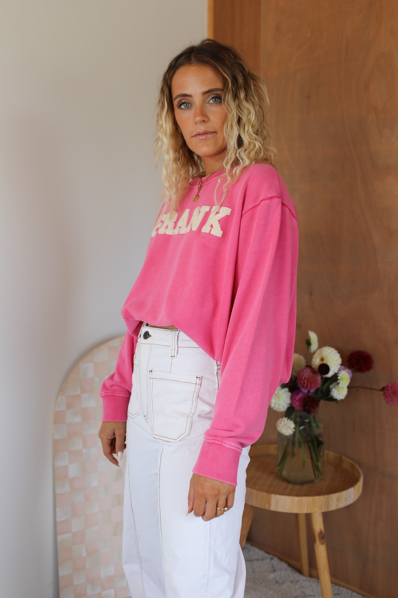 Towelling Crew - Washed Pink