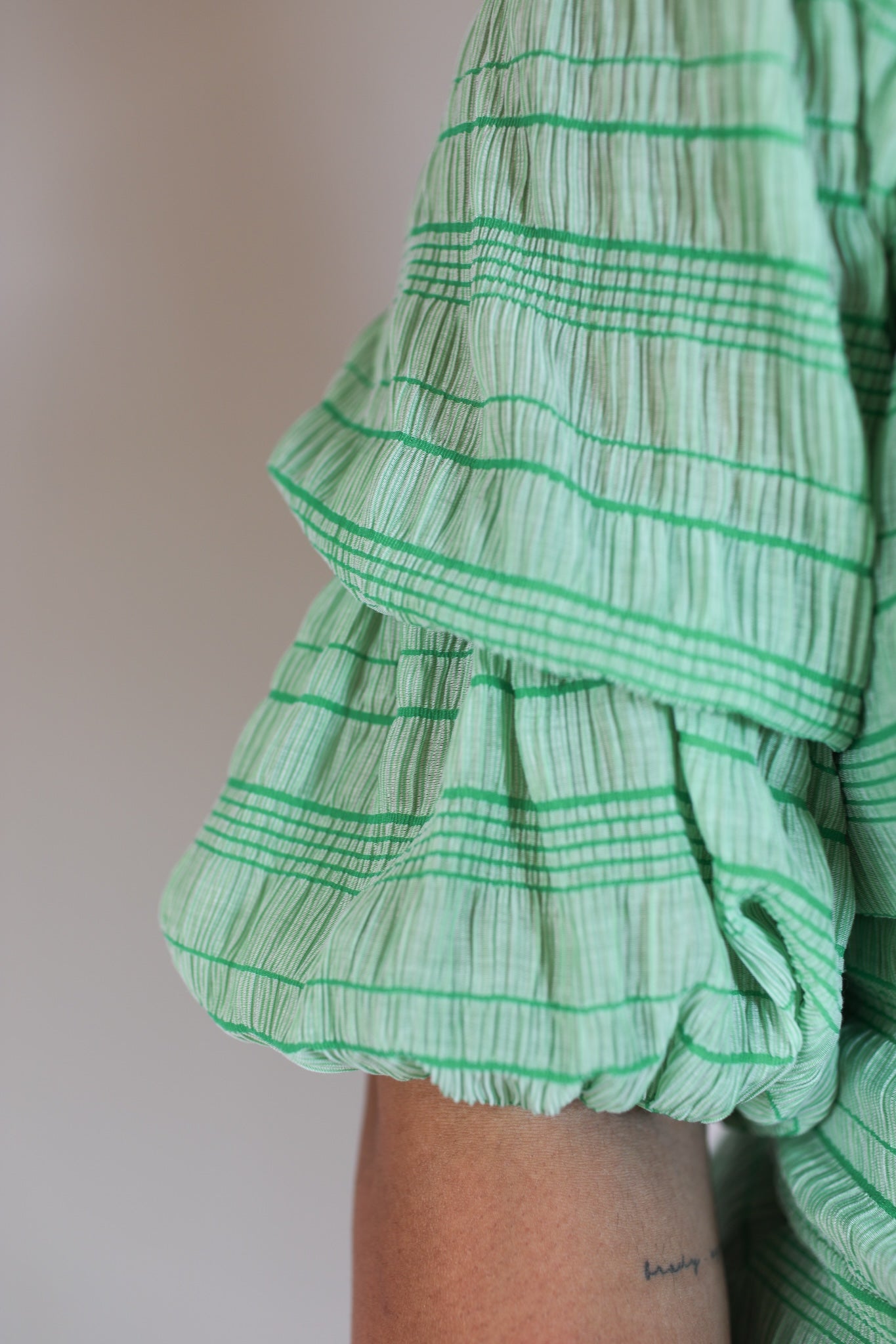 Peachy Dress - Green Stripe