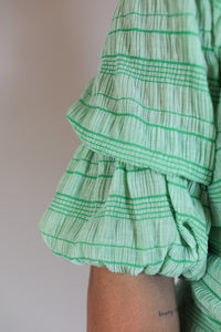 Peachy Dress - Green Stripe