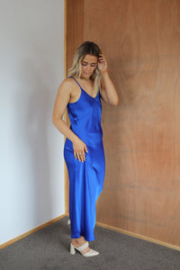 Bias Slip Dress - Electic Blue