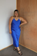 Load image into Gallery viewer, Bias Slip Dress - Electic Blue
