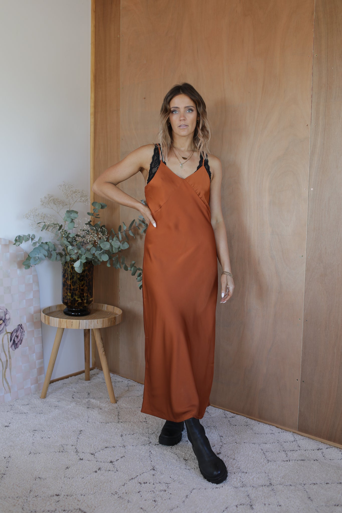 Bias Slip Dress - Bronze