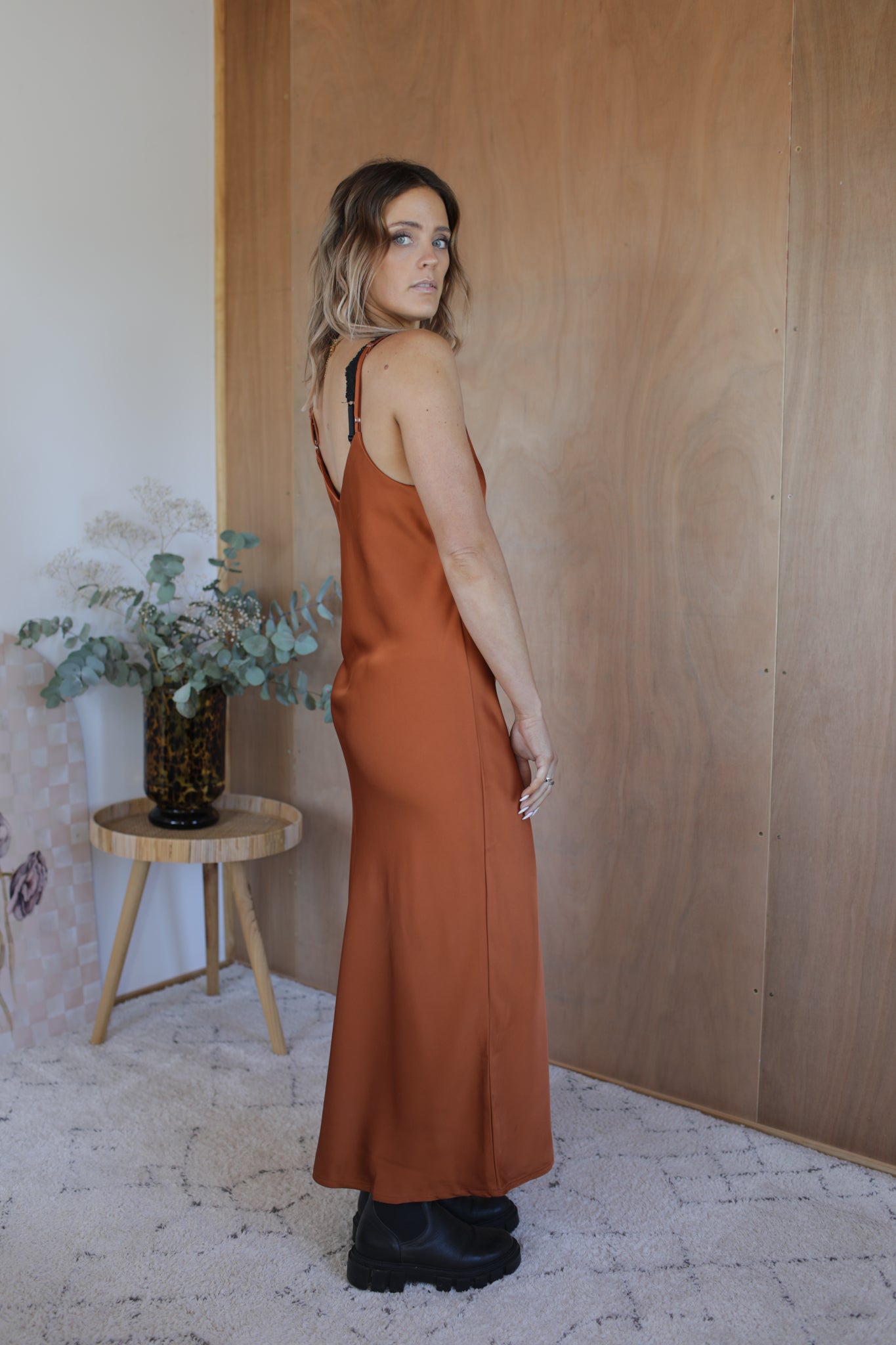 Bias Slip Dress - Bronze