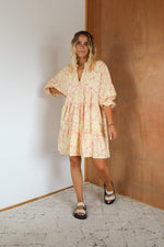 Load image into Gallery viewer, Meadow Dress - Blobby Flower Yellow
