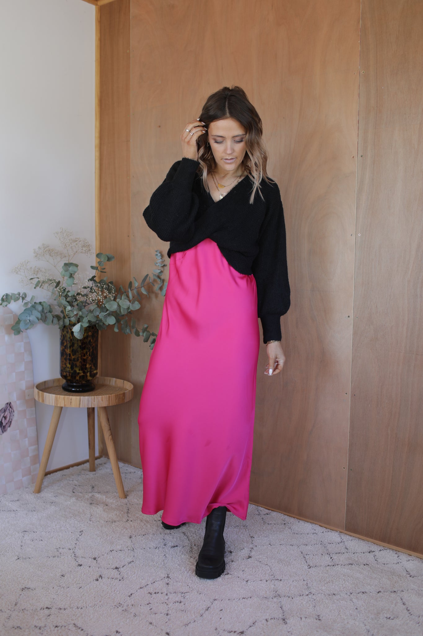 Bias Slip Dress - Pink