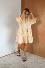 Load image into Gallery viewer, Meadow Dress - Blobby Flower Yellow
