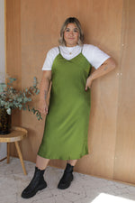 Load image into Gallery viewer, Bias Slip Dress - Olive
