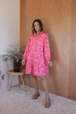 Load image into Gallery viewer, Elmwood Dress - Pink/Red Palm
