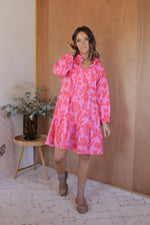 Load image into Gallery viewer, Elmwood Dress - Pink/Red Palm
