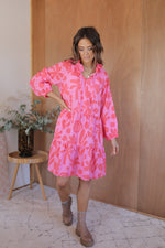 Load image into Gallery viewer, Elmwood Dress - Pink/Red Palm
