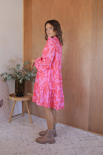 Load image into Gallery viewer, Elmwood Dress - Pink/Red Palm
