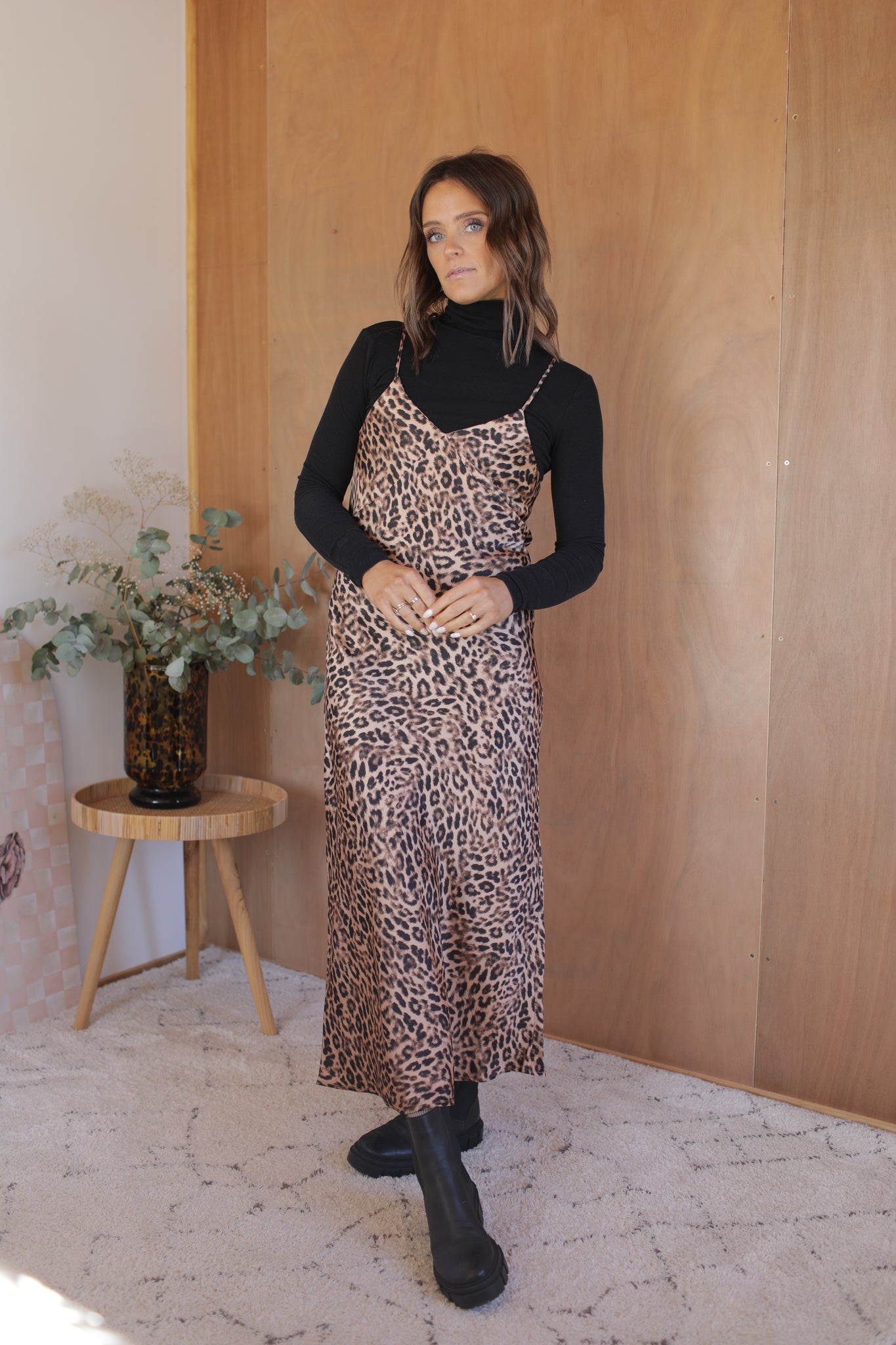 Bias Slip Dress - Leopard