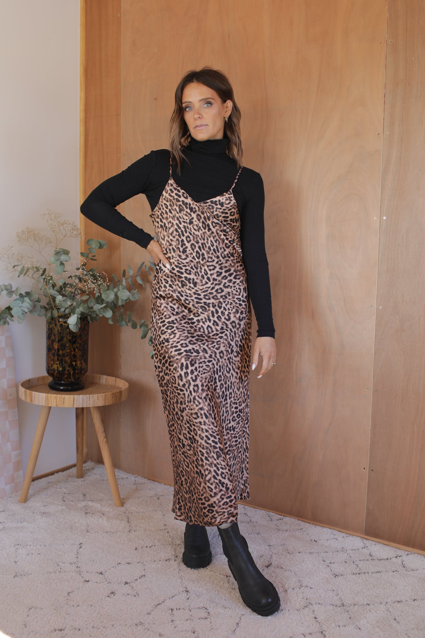 Bias Slip Dress - Leopard