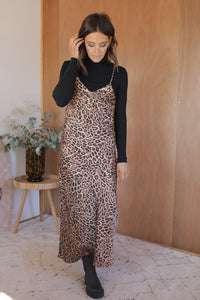 Bias Slip Dress - Leopard