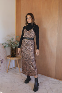 Bias Slip Dress - Leopard