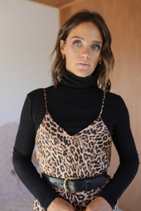 Bias Slip Dress - Leopard