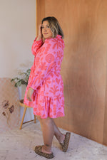 Load image into Gallery viewer, Elmwood Dress - Pink/Red Palm
