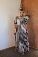 Load image into Gallery viewer, August Dress - Khaki Houndstooth
