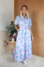 Load image into Gallery viewer, August Dress - Blue + Pink Floral
