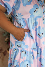 Load image into Gallery viewer, August Dress - Blue + Pink Floral
